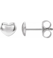 14K White 5.9x5.4 mm Youth Puffed Heart Earrings - 192034600P