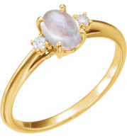 14K Yellow Rainbow Moonstone & .06 CTW Diamond Ring - 71811601P