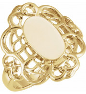 14K Yellow 11x6.5 mm Oval Signet Ring - 546831129P