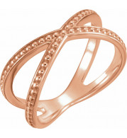 14K Rose Beaded Criss-Cross Ring - 51632103P