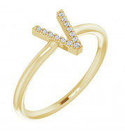 14K Yellow .04 CTW Diamond Initial V Ring - 1238346106P