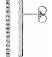 14K White 1/3 CTW Diamond French-Set Bar Earrings - 87066605P