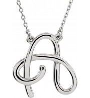 14K White Script Initial A 16 Necklace - 84635122P