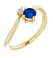 14K Yellow Blue Sapphire & .025 CTW Diamond Ring - 7203460000P