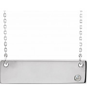 14K White .03 CT Diamond Bar 18 Necklace without Engraving - 86541606P