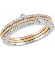 14K White/Yellow/Rose 3/8 CTW Diamond Stackable Rings - Set of 3 - 65197460000P