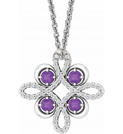 14K White Amethyst & 1/6 CTW Diamond Clover 18 Necklace - 8636860004P