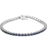 14K White Blue Sapphire Line 7 Bracelet - 65174260003P