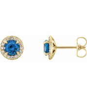 14K Yellow 5 mm Round Sapphire & 1/8 CTW Diamond Earrings - 864586028P