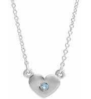 14K White Aquamarine Heart 16 Necklace - 8633560008P