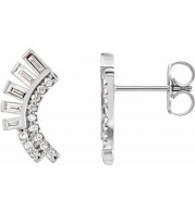 14K White 1/3 CTW Diamond Curved Fan Earrings - 87071605P