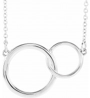 14K White 20x14 mm Interlocking Circle 16-18 Necklace - 86742601P