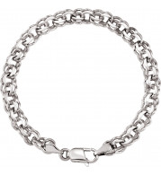 14K White 7 mm Solid Double Link Charm 7 Bracelet - CH113244240P