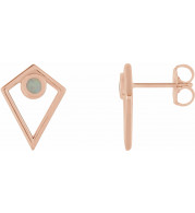 14K Rose Opal Cabochon Pyramid Earrings - 86862607P