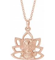 14K Rose Ganesha 16-18 Necklace - 86942108P
