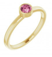 14K Yellow 4 mm Round Pink Tourmaline Ring - 718066025P