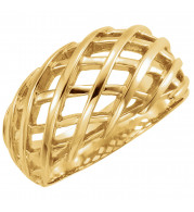 14K Yellow 11 mm Latticework Dome Ring - 544525208P
