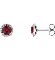 14K White Ruby & 1/6 CTW Diamond Earrings - 865091015P