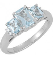 14K White Aquamarine & .05 CTW Diamond Ring - 69656101P