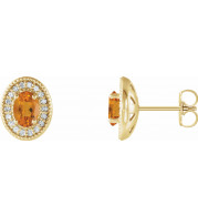 14K Yellow Citrine & 1/5 CTW Diamond Halo-Style Earrings - 86630687P