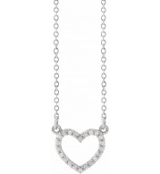 14K White 1/10 CTW Diamond Petite Heart 16 Necklace - 66415100001P