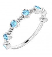 14K White Aquamarine Bezel-Set Ring - 71895615P
