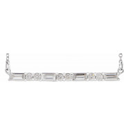 14K White 1/2 CTW Diamond Bar 16-18 Necklace - 86790625P