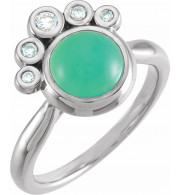 14K White Chrysoprase & 1/8 CTW Diamond Ring - 72052615P