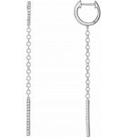 14K White 1/4 CTW Diamond Hinged Hoop Chain Earrings - 65346160000P