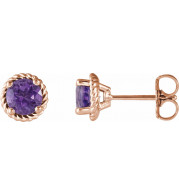 14K Rose Amethyst Rope Earrings - 86553602P