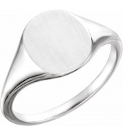 14K White 11x9 mm Oval Signet Ring - 51552101P