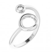 14K White Double Circle Bypass Ring - 51740101P