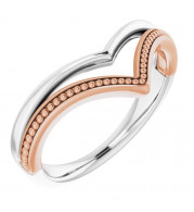 14K White & Rose Beaded V Ring - 51878105P