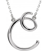 14K White Script Initial C 16 Necklace - 84635106P
