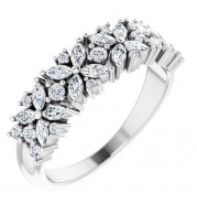 14K White 3/4 CTW Diamond Floral Anniversary Band - 124065600P
