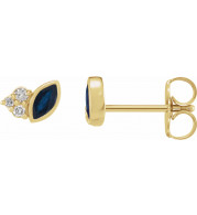14K Yellow Blue Sapphire & .05 CTW Diamond Earrings - 87095625P