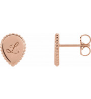14K Rose Engravable Beaded Earrings - 86844602P