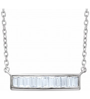 14K White 1/4 CTW Diamond Baguette Bar 16-18 Necklace - 65188560004P