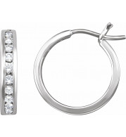 14K White 1/2 CTW Diamond Hoop Earrings - 65294060001P