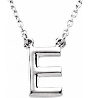 14K White Block Initial E 16 Necklace - 84634111P