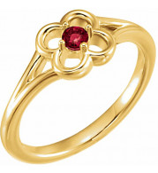 14K Yellow Mozambique Garnet Youth Flower Ring - 71944606P