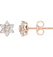 14K Rose 3/8 CTW Diamond Flower Earrings - 65284860003P