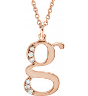 14K Rose .03 CTW Diamond Lowercase Initial g 16 Necklace - 8580360020P