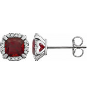 14K White Mozambique Garnet & 1/10 CTW Diamond Earrings - 65195460001P