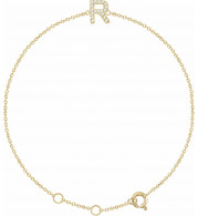14K Yellow .06 CTW Diamond Initial R 6-7 Bracelet - 65268960044P