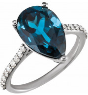 14K White London Blue Topaz & 1/4 CTW Diamond Ring - 71720602P