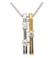 14K White & 14K Yellow 1/10 CTW Diamond Bar 18 Necklace - 67211101P