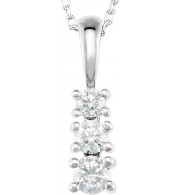 14K White 1/3 CTW Diamond 3-Stone 18 Necklace - 2162460002P