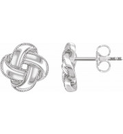 14K White Knot Earrings - 65280560002P