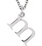 14K White Lowercase Initial m 16 Necklace - 8578070037P